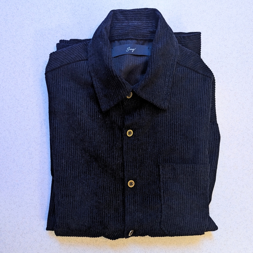 Black Corduroy Button Up